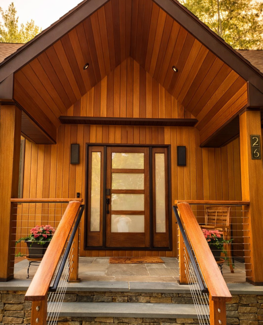 Modern craftsman entrance with natural details